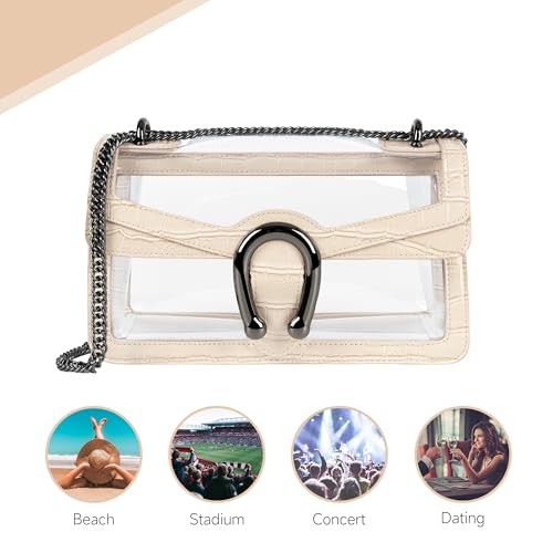 Image of Joryin Women's Stadium Approved Crossbody Bag for Women, Small Clear Bag Shoudler Purse with Chain Strap