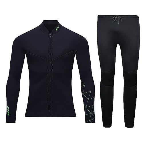 3MM Neoprene Two Piece Wetsuit, Neoprene Surfing Bodyboarding Diving Suit for Men Women Snorkeling Scuba Diving, Keep Warm, UV Protection,Men,4XL