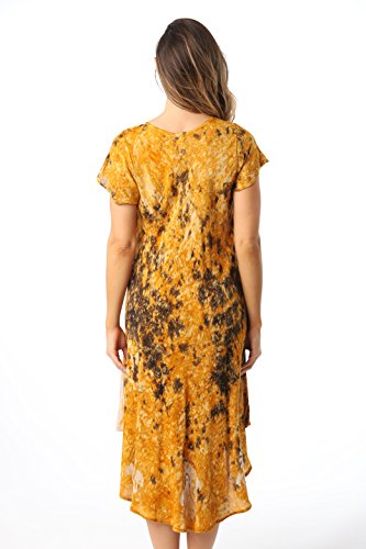 Riviera Sun Rayon Crepe Marble Short Sleeve Umbrella Dress 21836-Org-1X Orange #TOP3
