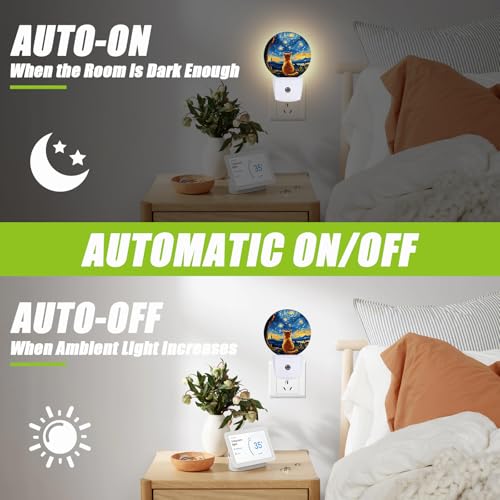 Image of Lonely Cat Night Light,Starry Night Lights Plug into Wall for Kitchens Toilets Bedroom Decorative Half Round Nightlight Led Lamp 0.5W Sleep Friendly