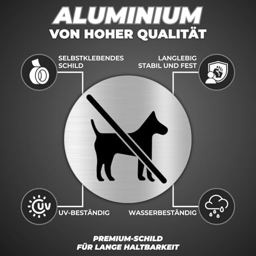 LEIASA | Selbstklebendes „Keine Hunde erlaubt“-Schild - Dicke 0,6 mm - Durchmesser Ø 100 mm - Aluminium -Beschilderung - „Keine Hunde erlaubt“-Signal - (Verbotsschild für Hunde)