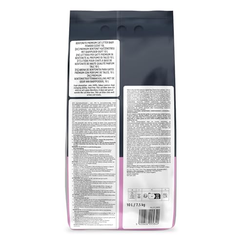 by Amazon Bentonite Premium Katzenstreu, mit Babypuderduft, 10L (1er-Pack) (Zuvor eine Marke von Lifelong, gleiches Produkt)