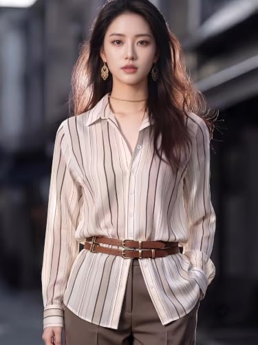 Image of URBAN OX Women's Casual & Corporate Wear Comfort Shirt - Stylish Korean Tops for Women, Formal Shirts for Women Office Wear, Oversized & Wrap Tops, Plus Size