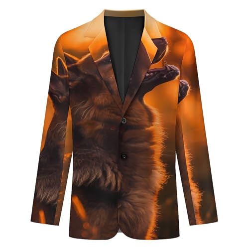 German Shepherd Print Mens Casual Blazer Button Suit Jacket Lightweight Sport Coat for Work Business4