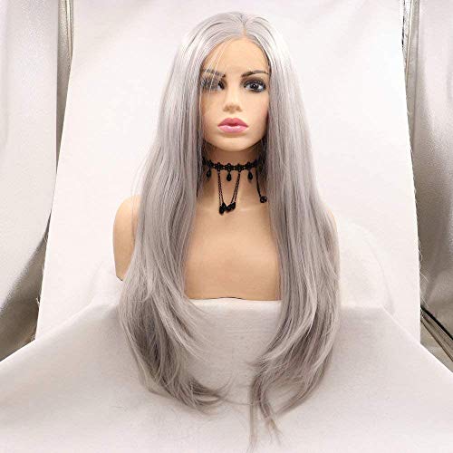 Perruque longue 66 cm RainaHair gris argenté résistante à la chaleur du fer