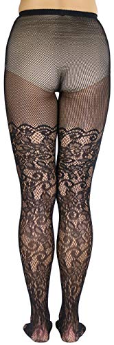 ToBeInStyle Women's Elegant Floral Vine Fishnet Pantyhose2