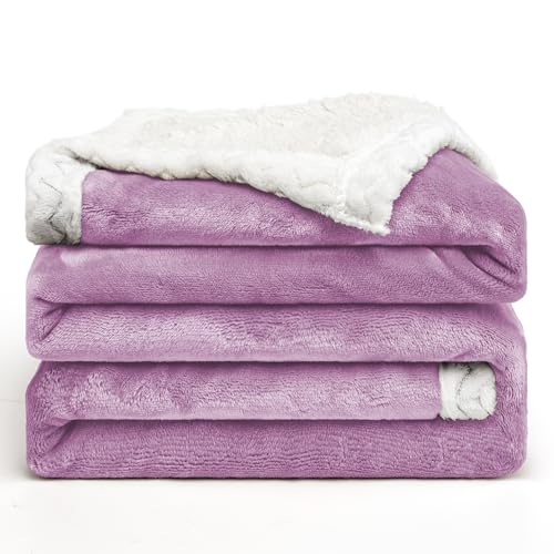 BESCH Manta Borreguillo para Sofá, Cama 130x160cm Ultra Suave, Cálida y Mullida, Manta Sherpa Polar Borreguito, Mantas Sofa de Doble Capa Reversible (Lila)