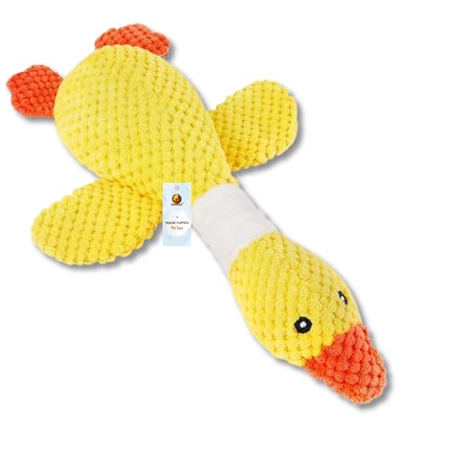 Image of Foodie Puppies Interactive Dog Squeaky Plush Toy (Yellow Swan) for Puppies & Small to Medium Dogs | Durable Cotton Stuffed for Teething, Cuddling & Play