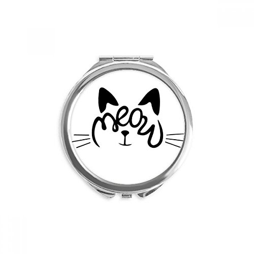 Miroir rond maquillage chat meow portable de poche design multicolore de 2,6 pouces