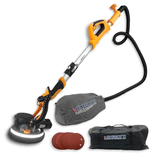 Lixadeira Parede Teto Telescópica 750w Menegotti Alvenaria Gesso C/Aspirador Led Girafa Cor Amarelo Frequência 60 Hz - (127, Volts)