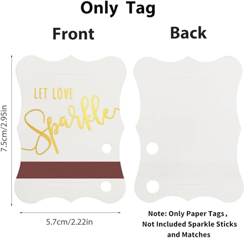 100 PCS Wedding Send Off Tags, “Let Love Sparkle” Gold Foil Stamped Metallic Paper Sleeves with Match Striker Strips for Anniversary Parties Graduation Birthday Engagement Event - Thumbnail 3