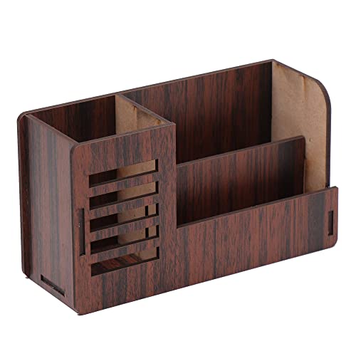 Image of Pen Stand With Visiting Card & Mobile Holder Multipurpose Wooden Automobiles Desk Organizer Pen And Pencil (Design 1), Brown