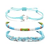 Braccialetti carini per ragazze adolescenti estetici surfisti onda regolabile impermeabile braccialetti fatti a mano cavigliere per donne uomini ragazze regali di Natale, Regolabile, Metallo, Non
