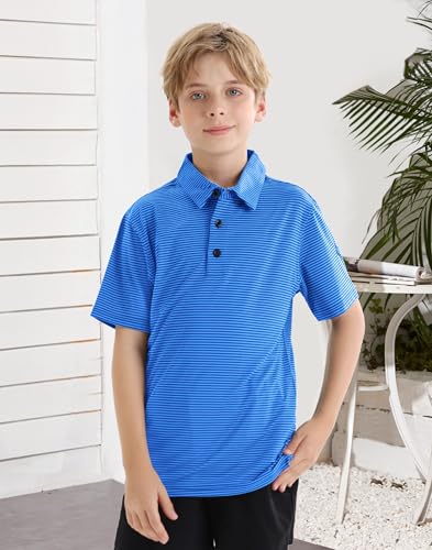 Image of Polo Shirts for Boys Golf Polo Shirt Short Sleeve Boys Performance Polo Dry Fit Stretch Collared UPF50+ Kids Golf Shirts
