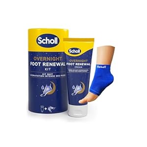 Scholl Overnight Renewal Kit, Footcare Cream 60 ml, Reusable Gel Heel Sleeves 1 Pair – Moisturise Dry Feet, Visible Results in 1 Night, Contains 5% Urea and Shea Butter, Podiatrist Approved
