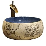 Le lavabo de la salle de bain est en céramique, qui est résistante aux rayures, à faible absorption d'eau, à faibles éclaboussures d'eau, maintient toujours une surface lisse et polie et est facile à entretenir.