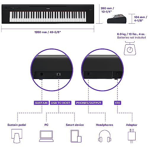 Yamaha Piaggero 76-Key Ultra-Portable Digital Piano, Premium Yamaha Voices, Graded Soft Touch Keys, Black NP35B by Yamaha - Image 6