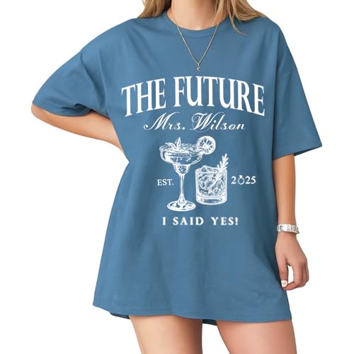 Image of Future Mrs. Engagement Shirt, Personalized Bride to Be T-Shirt with Custom Names and Date, Bridal Shower Gift Idea