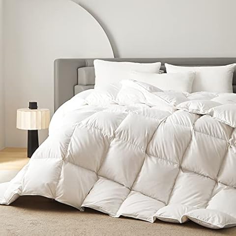HOMBYS 90% White Goose Down Comforter King Size for All Season, 800 Fill Power Fluffy Duvet Insert 36OZ Filling Weight with Corner Tabs, 106" L x 90" W Cover