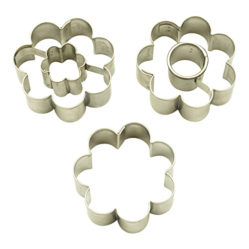 BekkiB Set di 3 formine per biscotti a forma di fiore, in acciaio inox, 7795