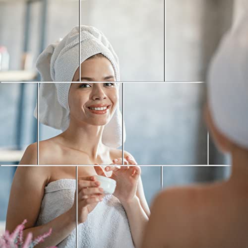 4 Pcs Acrylic Flexible Mirror Sheets, 12 X 12 In Mirror Tiles Self Adhesive Square Cuttable Mirror Wall Stickers Non Glass Acrylic Safety Reflective Mirror For Diy Craft Home Wall Decoration #TOP4