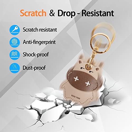 Image of Leather Keychain Case Holder Compatible with Apple AirTag, GPS Airtag Keychain Finder Tracker with Key Ring, Anti-Scratch Protective Air Tag Cover | Leather
