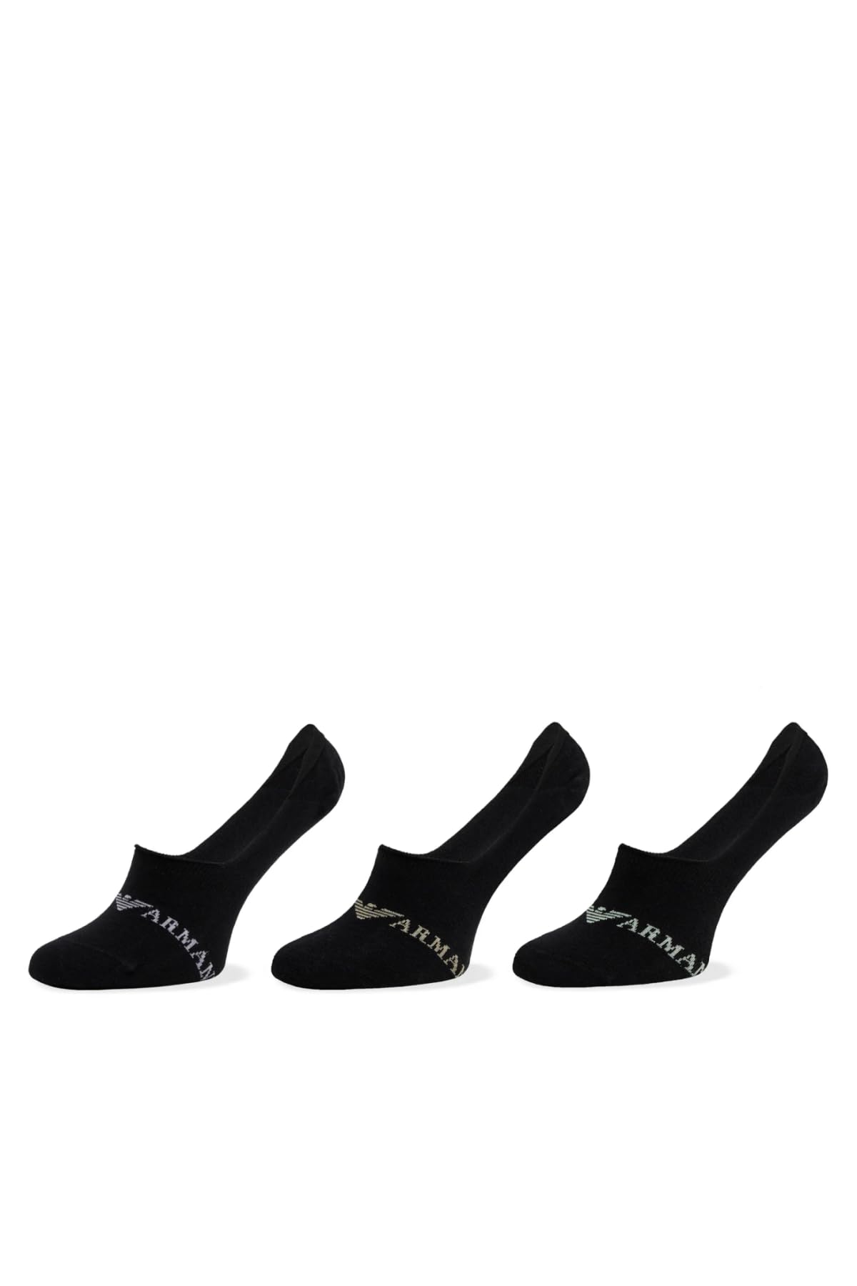 Emporio Armani Man's Casual Cotton 3-Pack Footie Socks, Black, L/XL