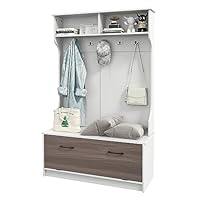 Brionia Entreemeubel, Moderne Entree Met Kleerhanger, Kast Met Schoenenrek Multifunctionele Kast Cm 50x32h182 Wit