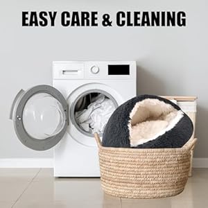   Small-Dog-Bed-Cozy-Cat-Cave-Bed-Cat-Beds-for-Indoor-Cats-Washable-Non-Slip-Cat-Beds-Calming-Dog-Bed-with-Hooded-Cover-Dog-Bed-with-Cover-for-Small-Medium-Pets-Dark-Grey-2020-Inch