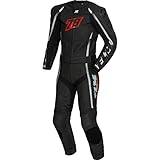 FLM Lederkombi mit Protektoren Motorradkombi 2 Teiler Sports Lederkombi 2-TLG. schwarz/rot 58, Herren, Sportler, Ganzjährig