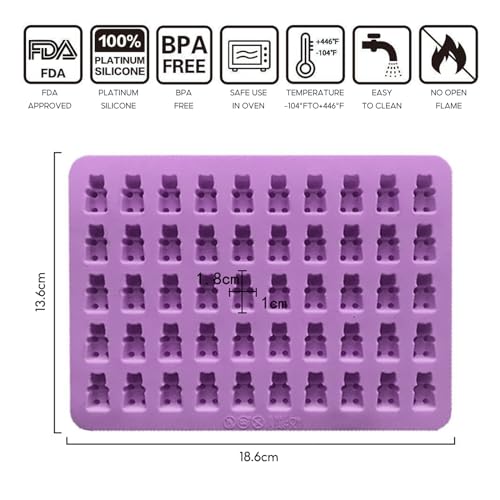 Gummy Bear Mould, Pack of 4 Silicone Candy Moulds with 4 Pipettes, Silicone Mould for Gummy Bears Jelly, Chocolate - Image 2