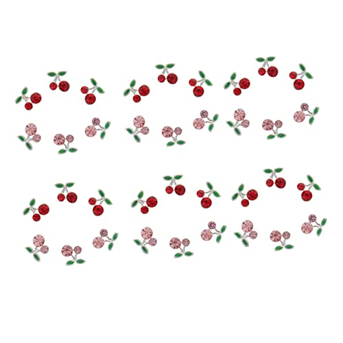 WOFASHPURET 3D Cherry Nail Art Charms 36 Pcs Nail Studs Pink Gems Creative DIY Manicure Accessories