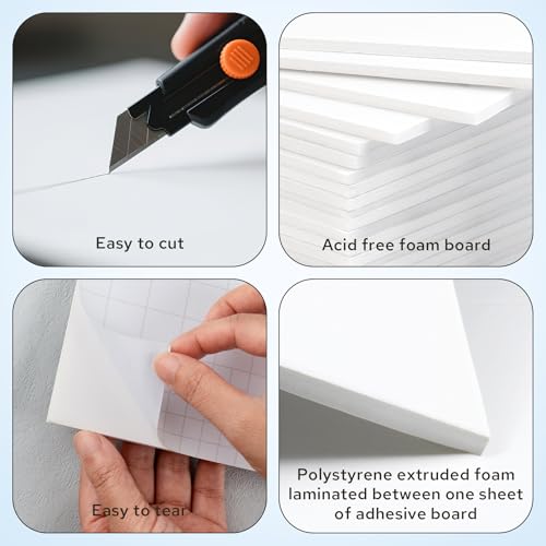 AUEAR, 10 Pack White Self Adhesive Foam Boards 16x20x3/16" with Self-Adhesive Back - Photo Mounting, School Presentations, Arts & Crafts - Easy Peel & Stick, Perfect for Home Decor & Student Projects by AUEAR - Image 3