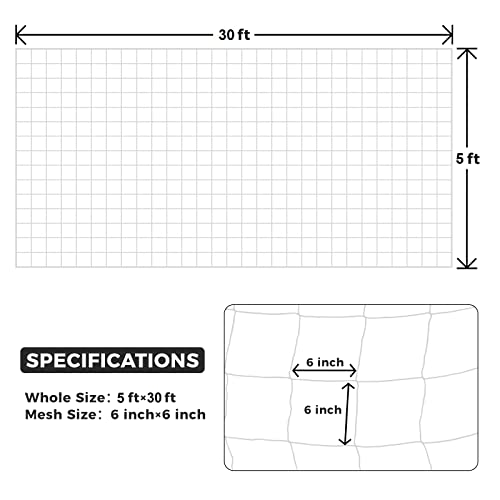 Kikhope 3 Packs 5 X 30 Ft Plant Trellis Netting, Heavy-Duty Polyester Grow Net, Garden Trellis Netting With Square Mesh For Climbing Plants, Vegetables, Fruits, And Flowers, White #TOP1