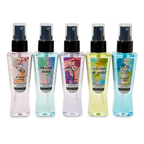 Tri-Coastal Design Travel Size Room and Body Mist, Pillow and Linen Mist Collection - Set of 5 - Ginger Rose, Ocean Mist, Lilac Dreams, Citrus Sage, Water Lily - 2.2 fl oz/each