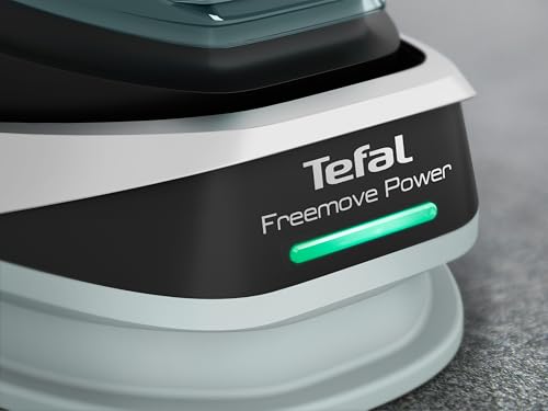 Tefal Freemove Power kabelloses Dampfbügeleisen, 2600 Watt, 40 g/Min. Dampfmenge, 220 g/Min. Dampfstoß, 250 ml Wassertank, Auto-Off, kratzfeste Keramik-Bügelsohle, Tropfstopp, Eukalyptus, FV6670E0