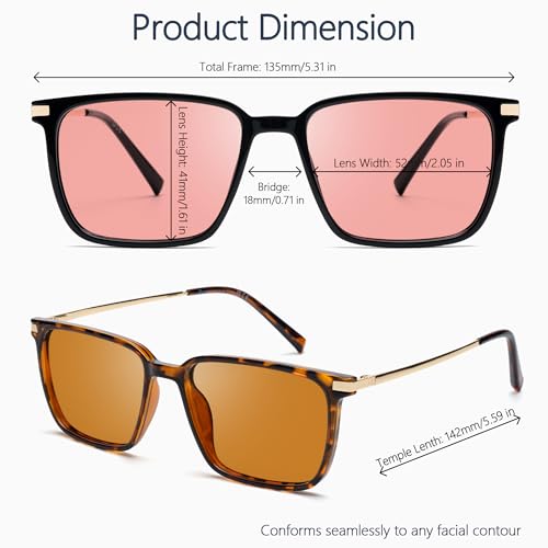 Image of Fluorescent-41 Pink Tinted Blue Light Blocking Glasses for Migraine, Light Sensitivity, Photophobia JF5002