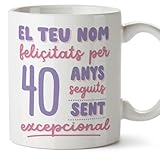 MUGFFINS Tazas Personalizadas Cumpleaños - En Catalán - sent excepcional - 11 oz / 330 ml - Regalo personalizable original y divertido