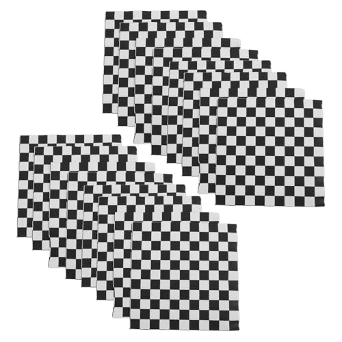 BETOOKY 100 Servilletas de Papel Desechables Bandera a Cuadros en Blanco y Negro, Alta Absorción y Resistentes, Ideales para Cumpleaños y Bodas