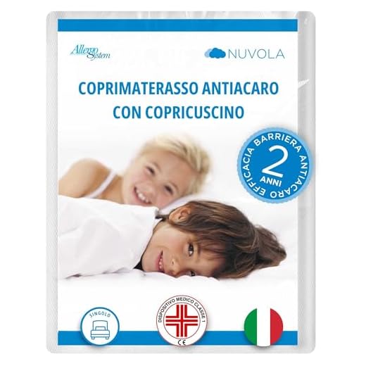 Allergosystem Set Coprimaterasso Antiacaro Singolo con Cerniera 80x190cm e Copriscuscino Letto 50x80cm - Dispositivo Medico Antiacaro e Anallergico MADE IN ITALY - Linea Nuvola