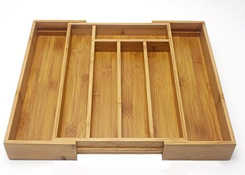 KitAidPro ™ 7-Slot Expandable Bamboo Drawer Organizer with 2 with Adjustable Compartments
