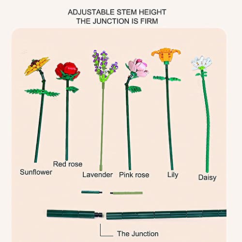 Image of Building Sets - Pcs | Compatible with lego 547 pcs | Flower Bouquet Building Kit Flower Building Blocks Artificial Flowers Building Toys Creative Project for Adults Botanical Collection Compat