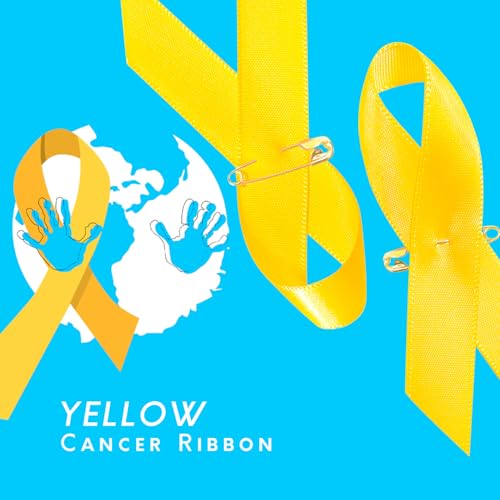 Image of Curvier 200PCS Yellow Satin Ribbons Lapel Pins for Childhood Cancer Awareness Ribbon