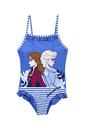 Maillot de Bain 1 pièce Enfant Fille Disney La Reine des neiges Frozen Elsa et Anna Bleu de 4 à 8ans (4 Ans) Cover