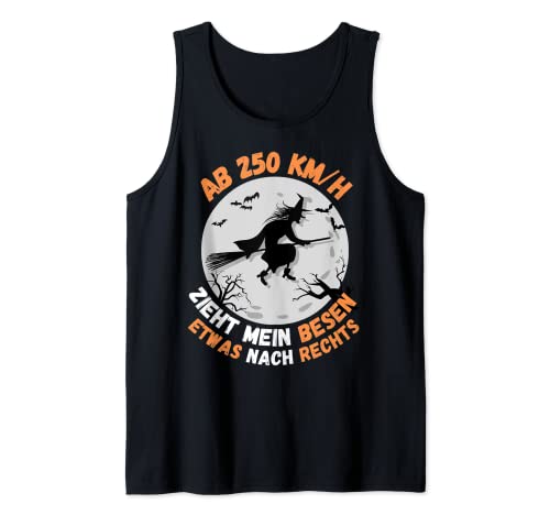 A partir de 250 km/h, mi escoba se mueve hacia la derecha y terror Halloween. Camiseta sin Mangas