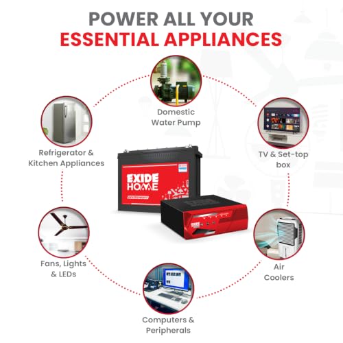 Image of Exide Inverter & Battery Combo for Home & Office - MAGIC12V875 (875VA /12V) Square Wave Inverter + INVASMART ISTT1500 150Ah Tall Tubular Battery | 42M Inverter & 36M Battery Warranty