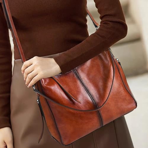 Women's leather retro shoulder bag largeHOBO bag crossbody bag2