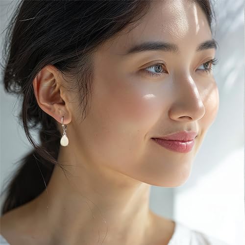 925 Sterling Silver Gemstone Earrings for Women - Birthstone Teardrop Leverback Earrings3