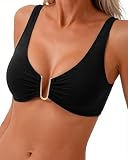 Jolefille Bikini Tops for Women Push Up Tankini Top Supportive Triangle Swim Top Black Modest Swimsuits 2026 Bathing Suit