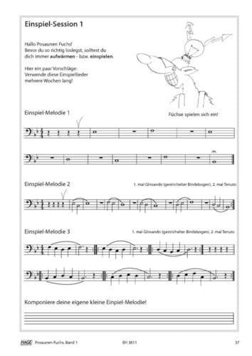 Posaunen Fuchs Band 1, Band 2 und Spielbuch (EH3811, EH3812, EH3810, 9783866260818, 9783866260825, 9783866264021) + Poliertuch aus Mikrofaser (Starterset)